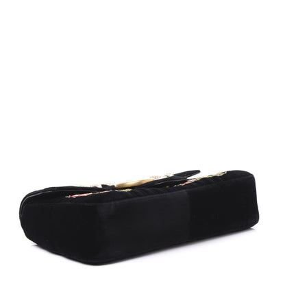 Gucci Velvet Matelasse Loved Embroidered Medium GG Marmont Shoulder Bag Black 3 of 11