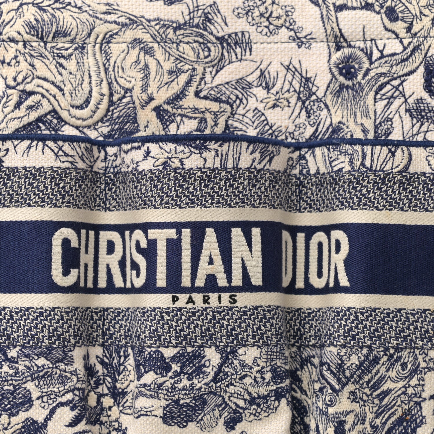 Christian Dior Canvas Embroidered Toile De Jouy Catherine Tote Blue 8 of 11