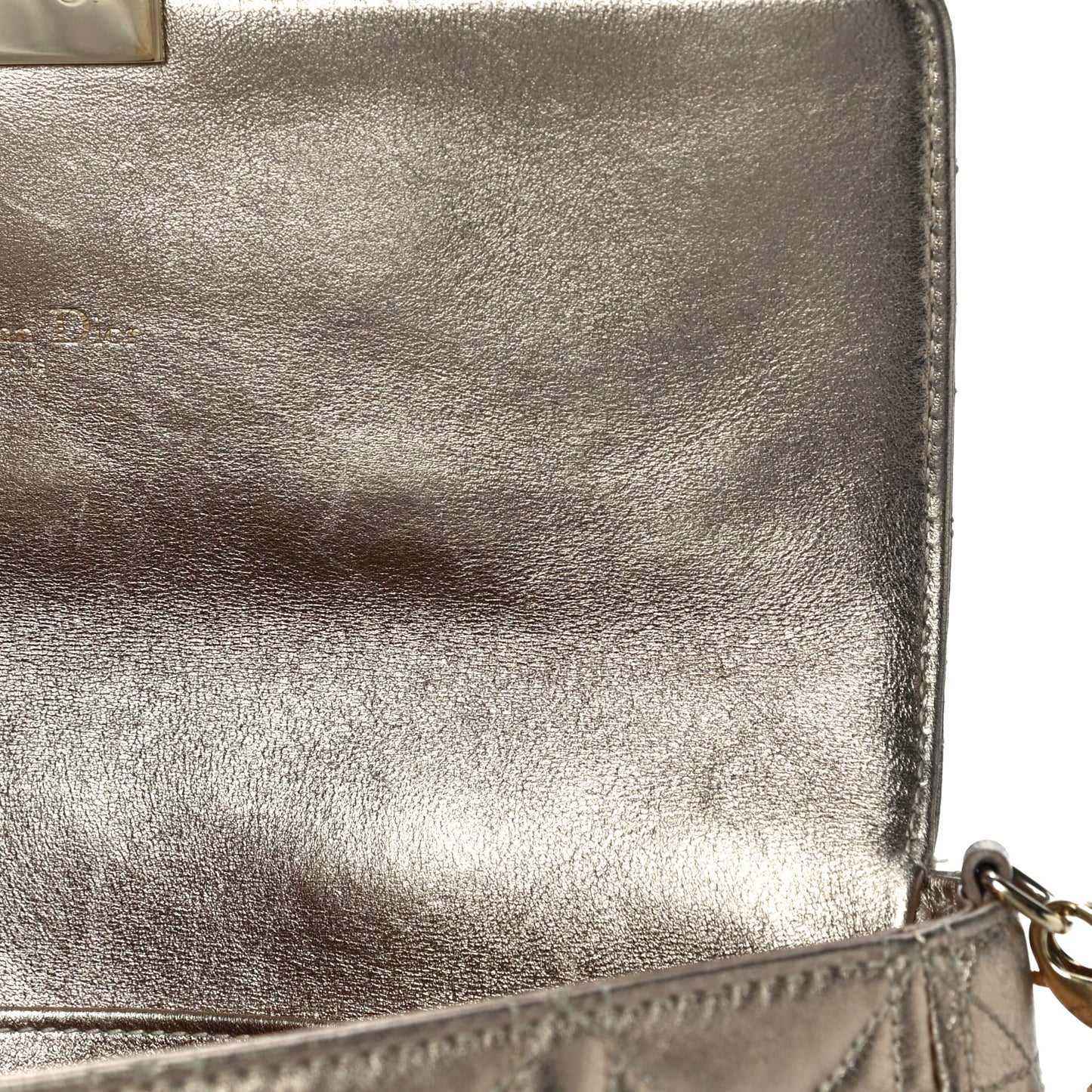 Metallic Lambskin Cannage Miss Dior Promenade Pouch Gold