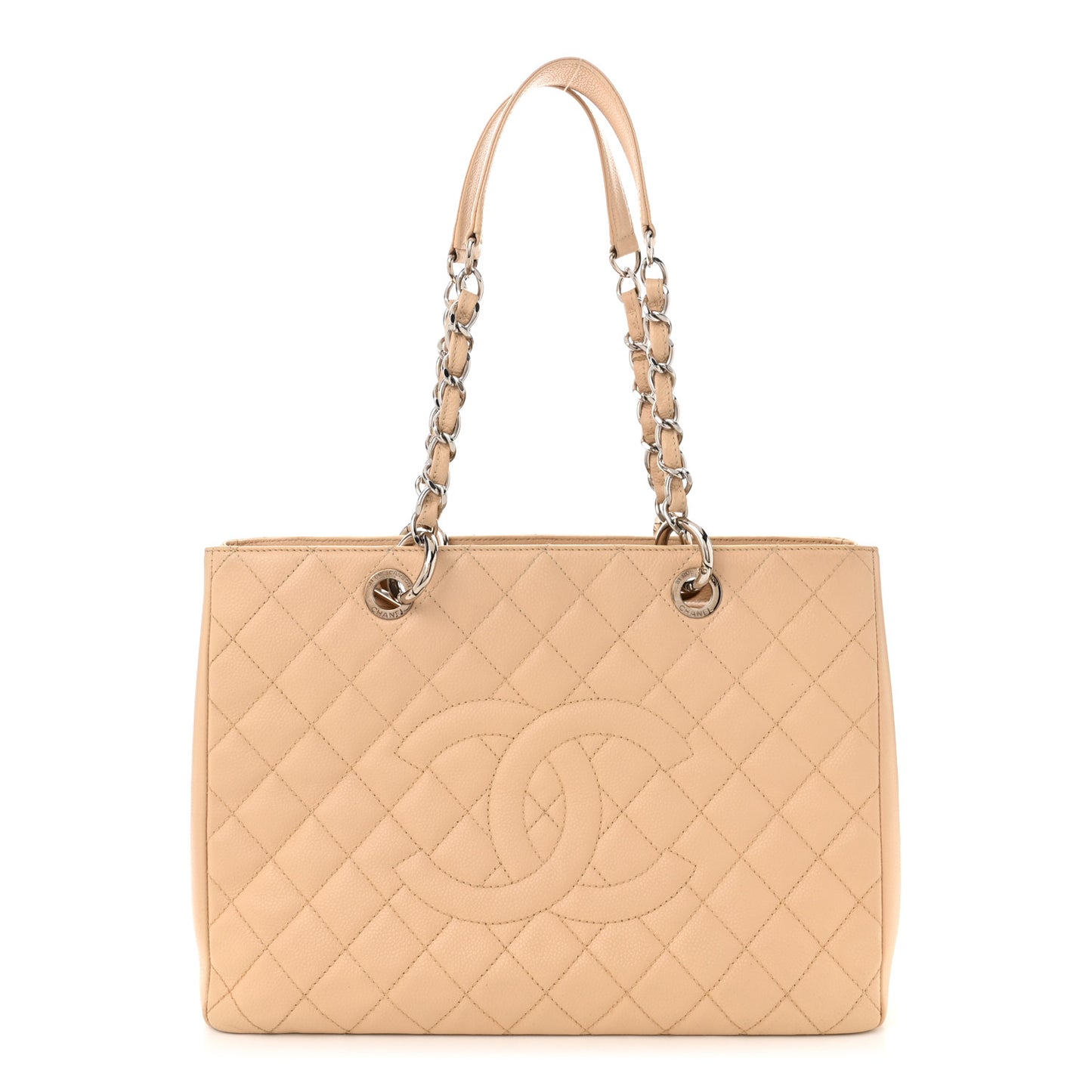 Caviar Quilted Grand Shopping Tote GST Beige Clair