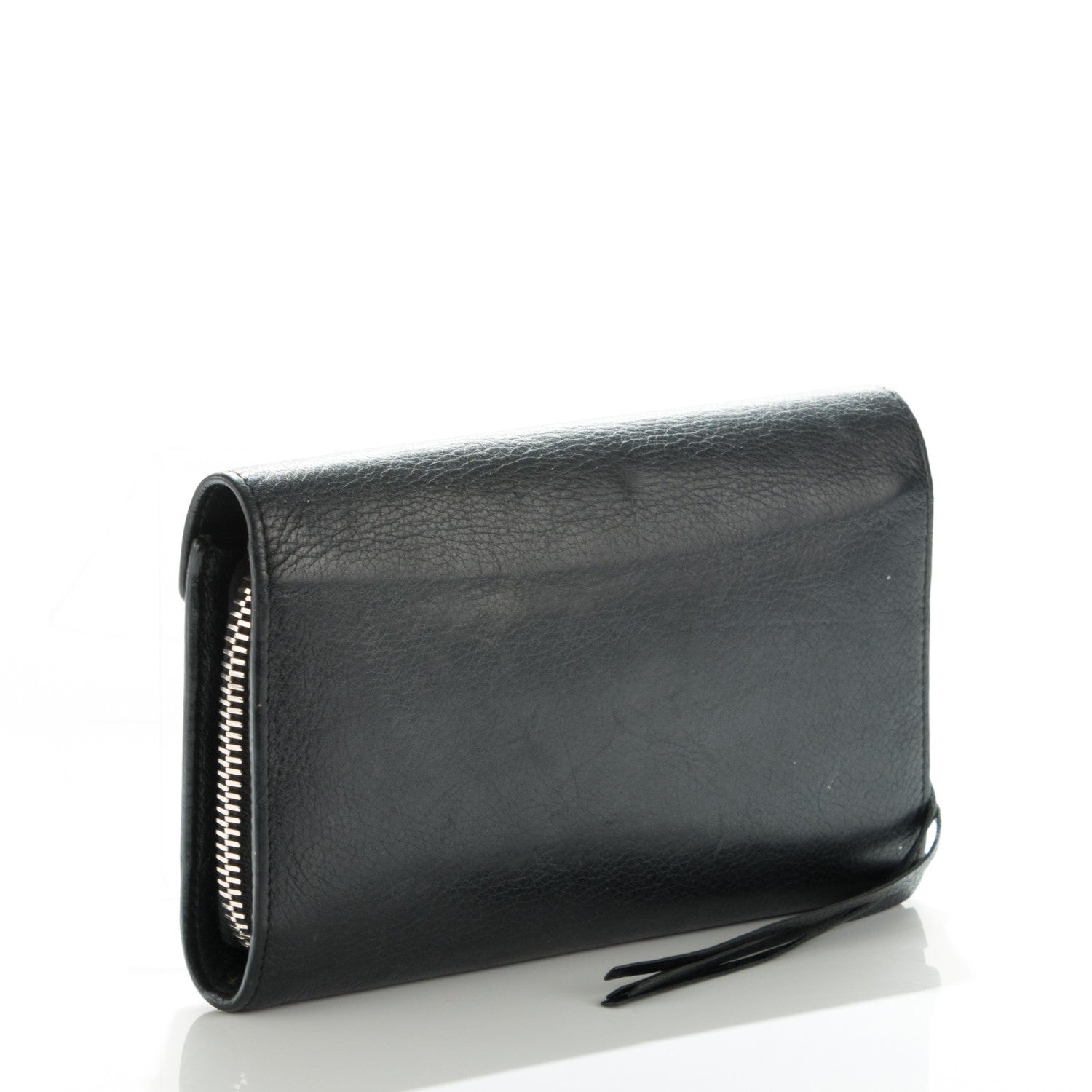 Balenciaga Calfskin Papier Money Zip Around Wallet Black 3 of 6