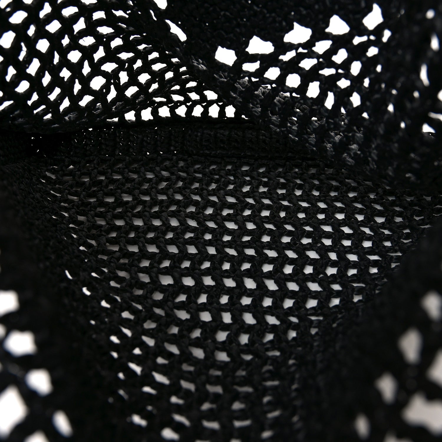 Prada Yarn Raffia Effect Crochet Logo Embroidered Tote Bag Black 4 of 9
