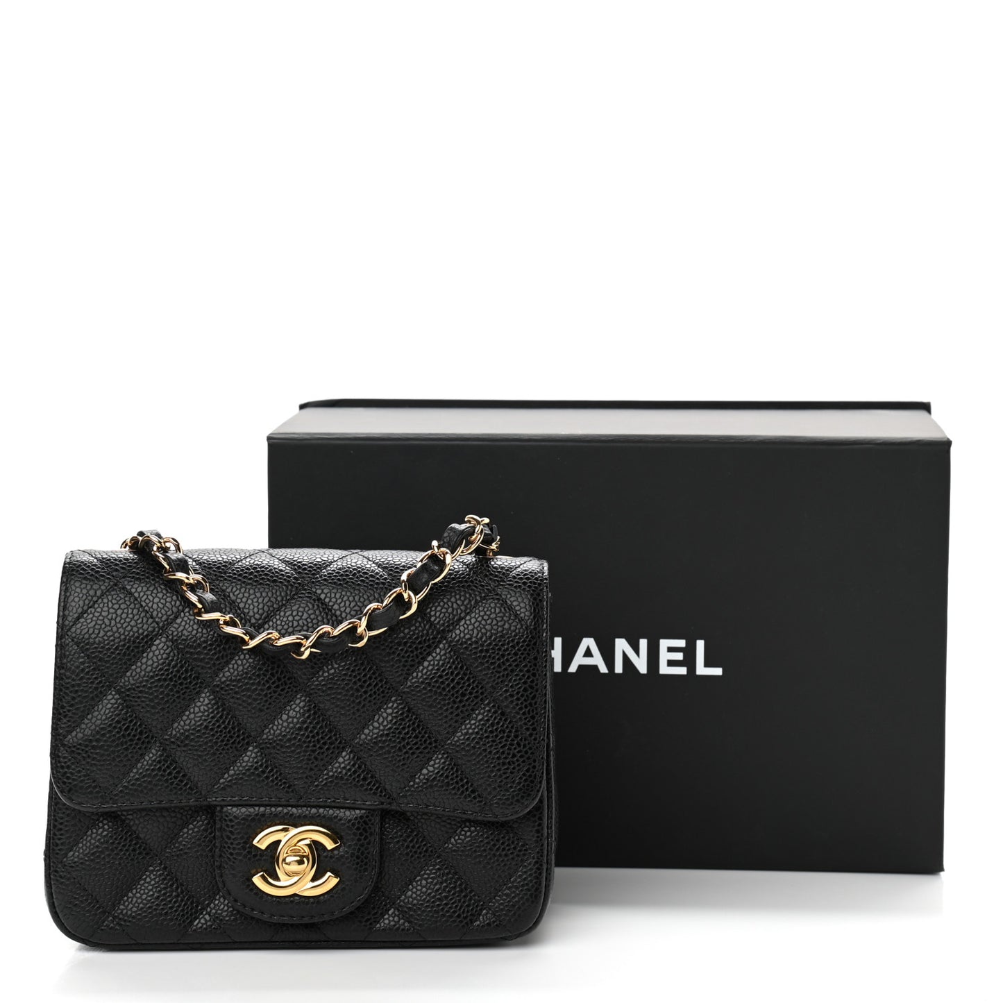Caviar Quilted Mini Square Flap Black