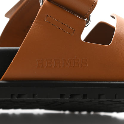 Hermes Calfskin Womens Chypre Sandals 39 Gold 7 of 9