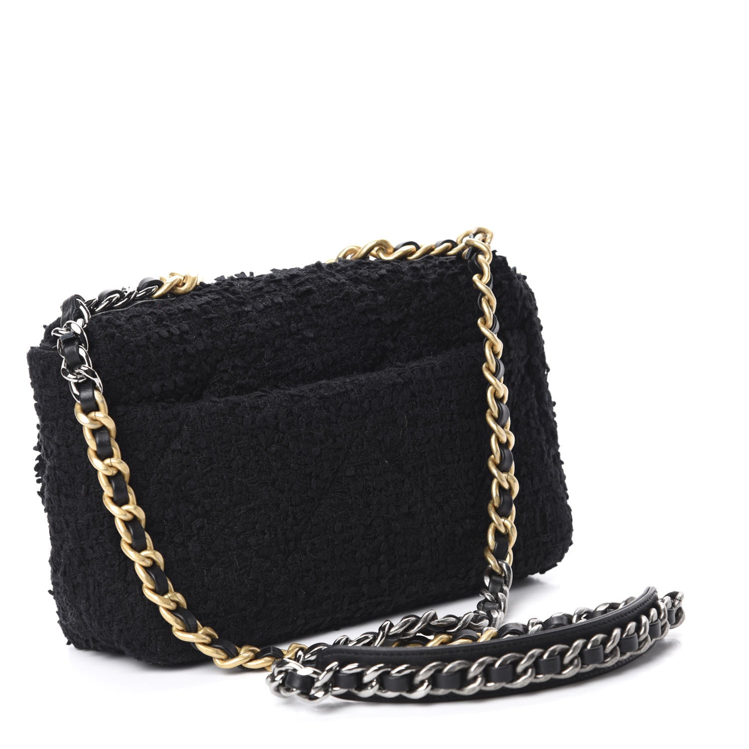 Chanel Tweed Quilted Medium 19 Flap Black 3 of 10