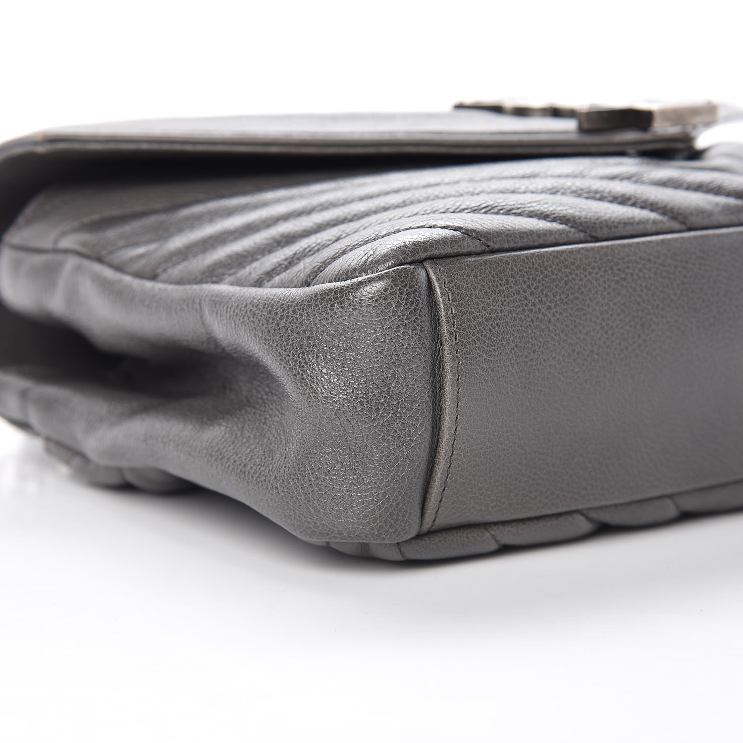 Saint Laurent Sheepskin Matelasse Chevron Monogram Medium College Bag Light Coal 10 of 13