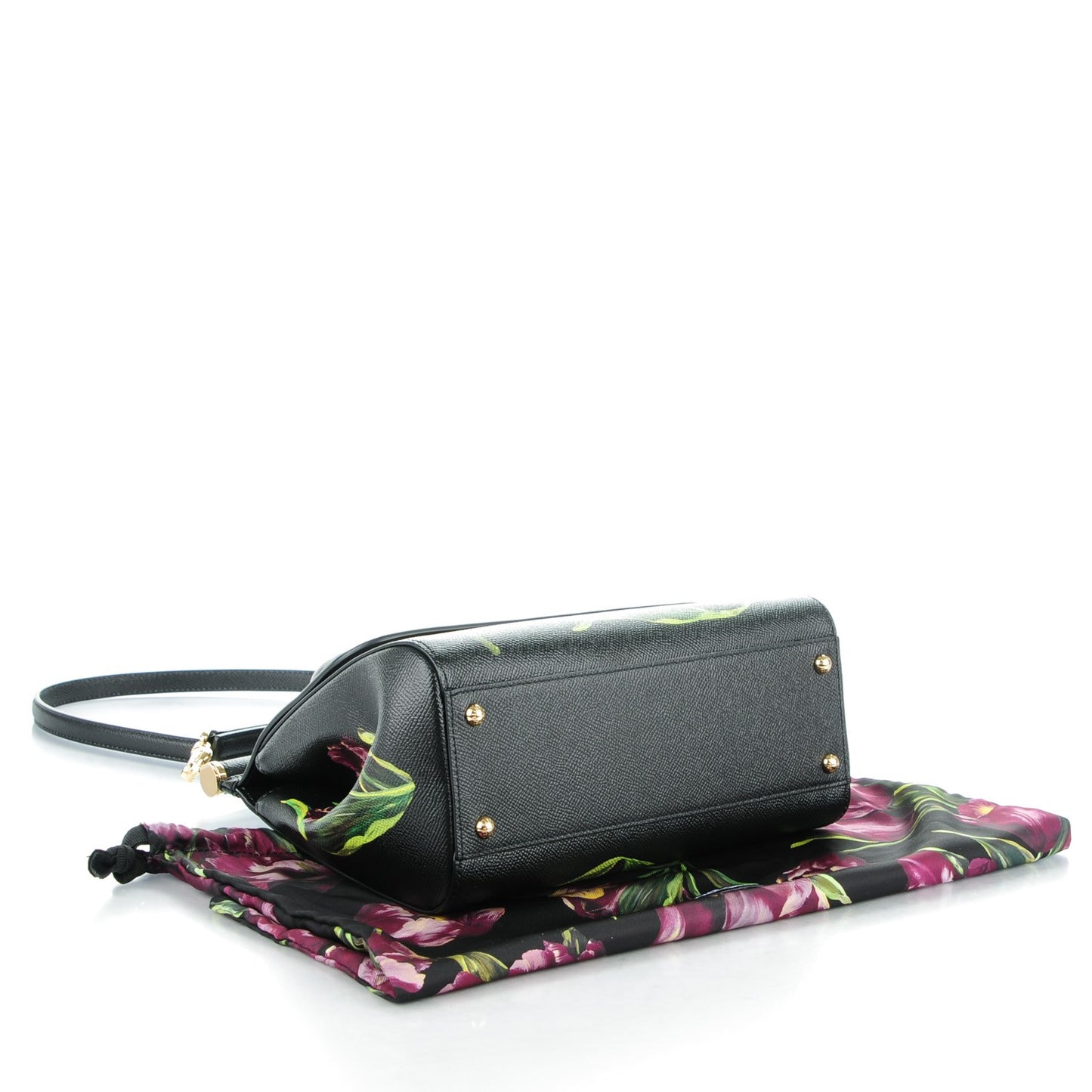 Dauphine Tulip Print Medium Miss Sicily Satchel Black
