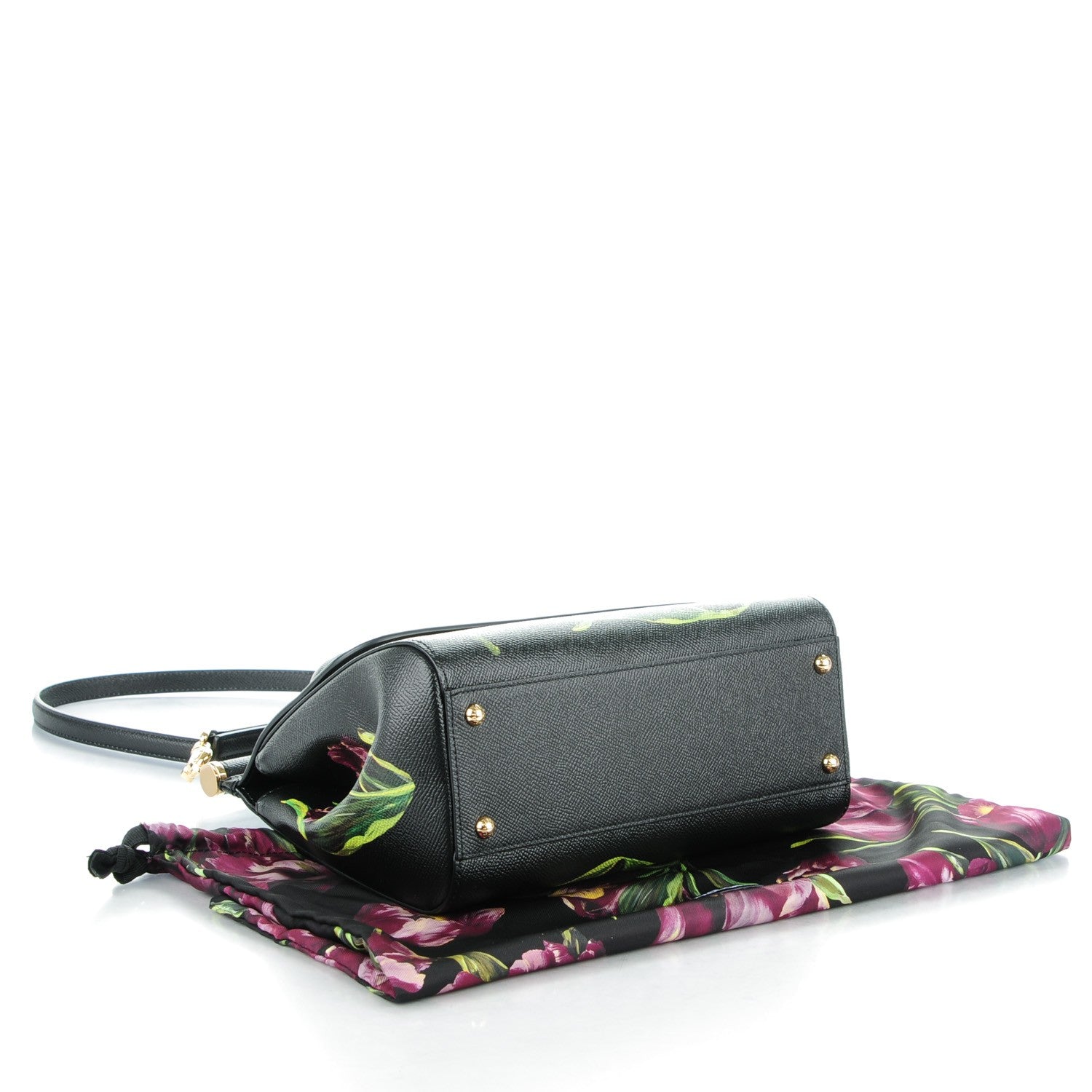 Dolce & Gabbana Dauphine Tulip Print Medium Miss Sicily Satchel Black 4 of 8