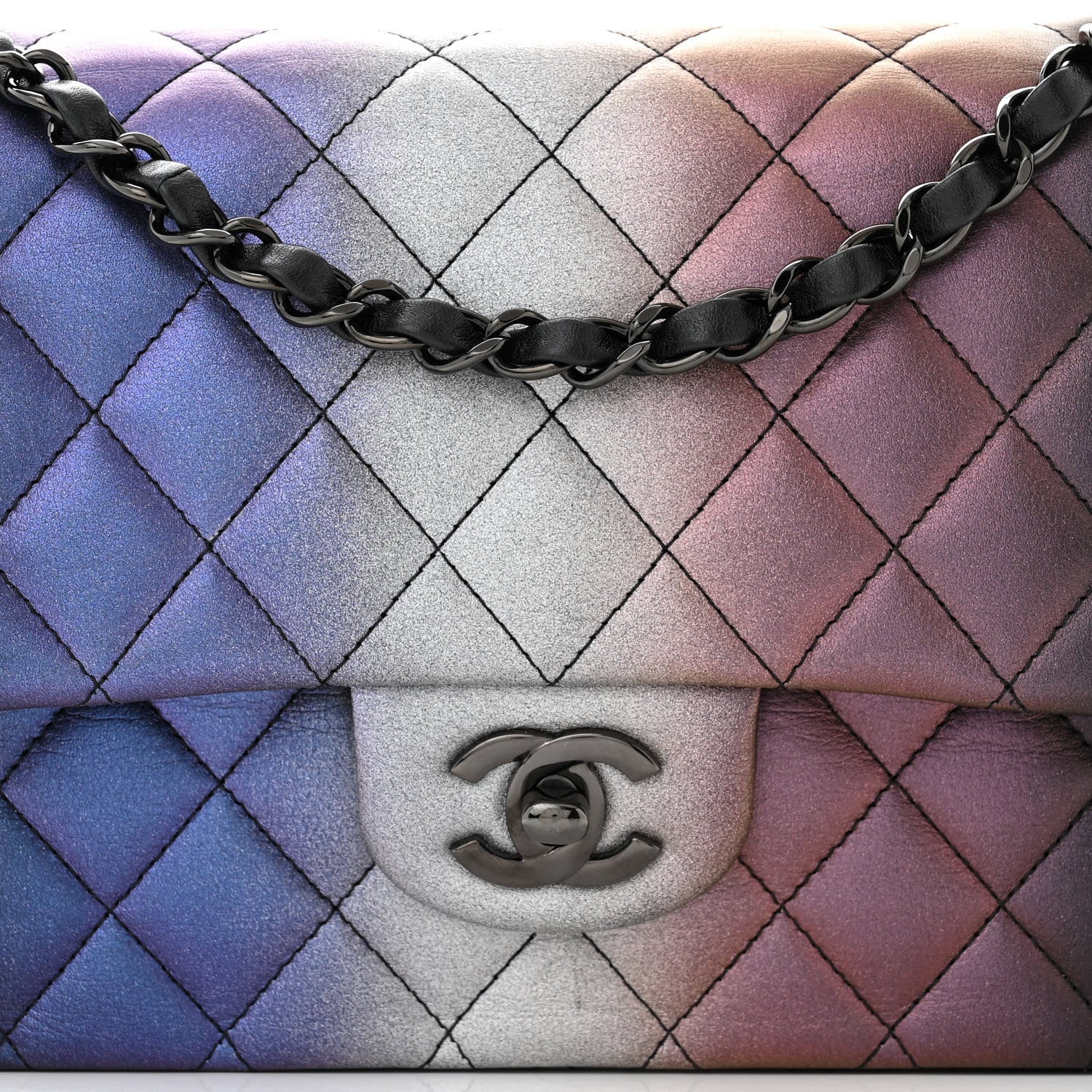 Chanel Calfskin Quilted Ombre Medium Double Flap Black 8 of 11