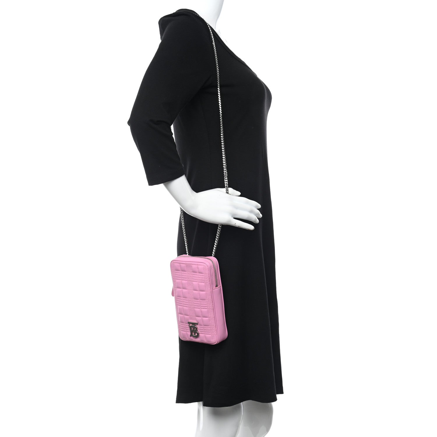 Burberry Lambskin Quilted Mini Lola Vertical Crossbody Bag Primrose Pink 3 of 10
