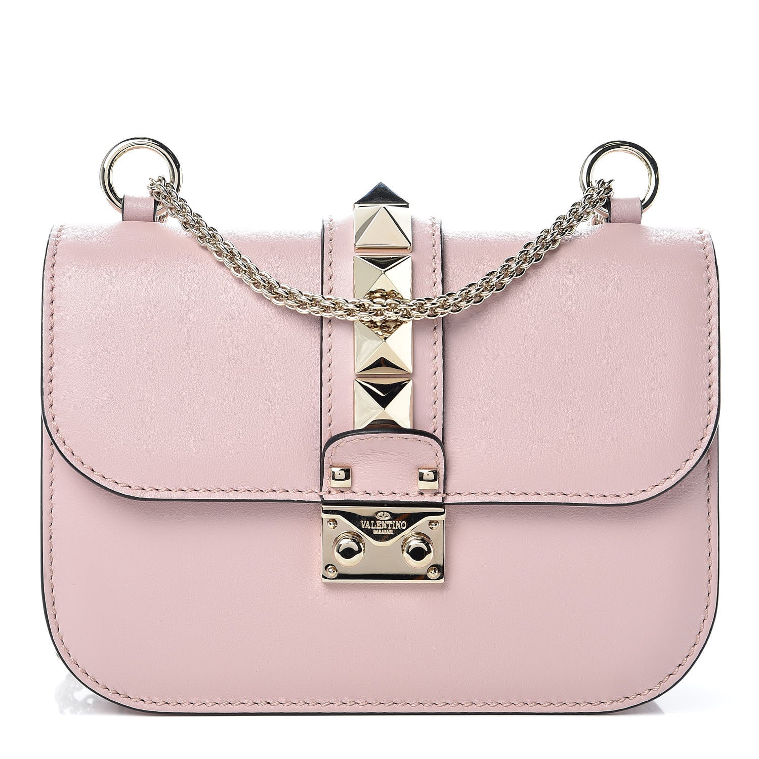 Valentino Garavani Vitello Small Glam Lock Rockstud Flap Water Rose 1 of 10