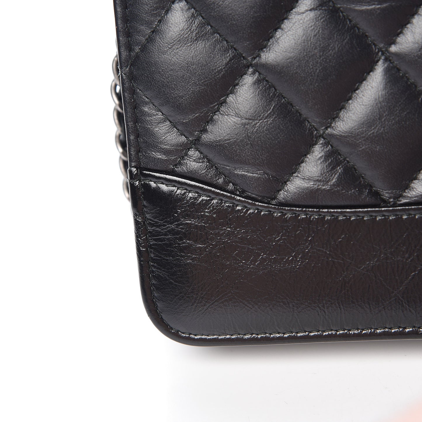 Aged Calfskin Quilted Gabrielle Wallet On Chain WOC Black