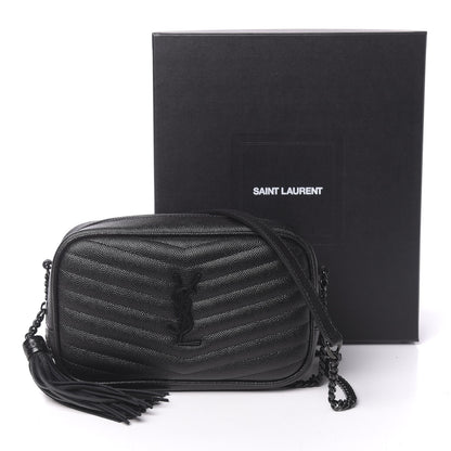 Saint Laurent Grain De Poudre Matelasse Monogram Mini Lou Camera Bag Black 10 of 10