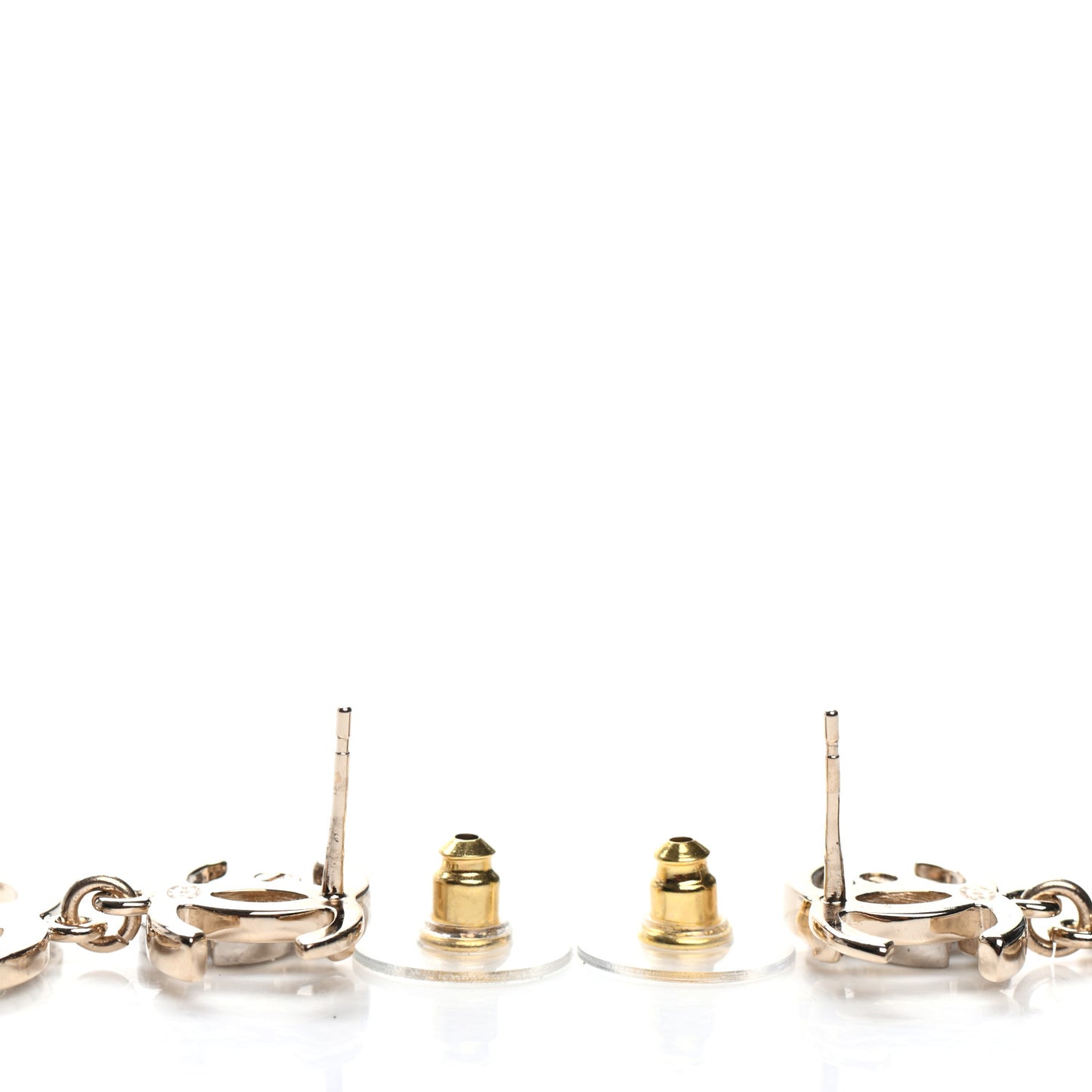 Crystal Pearl Double CC Drop Earrings Gold Silver