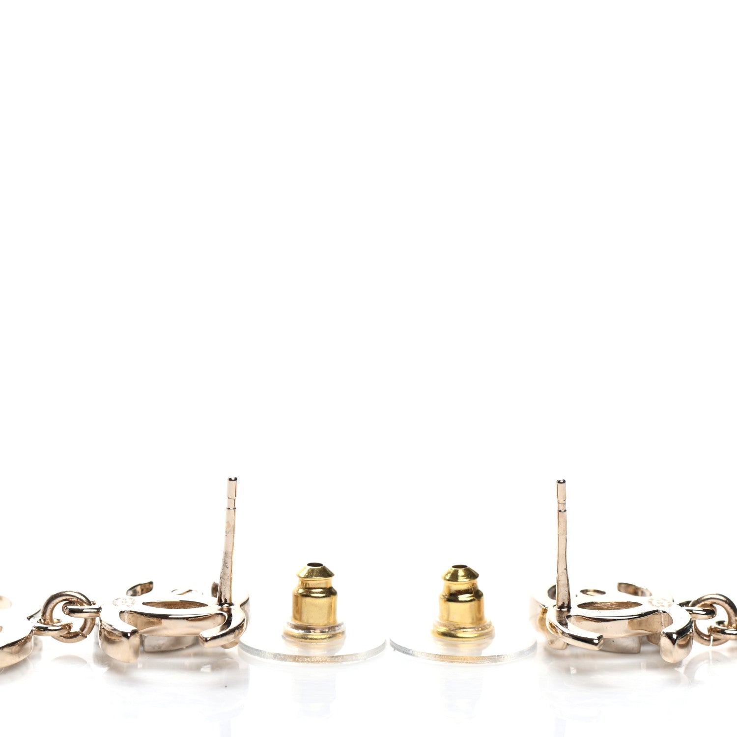 Chanel Crystal Pearl Double CC Drop Earrings Gold Silver 3 of 4