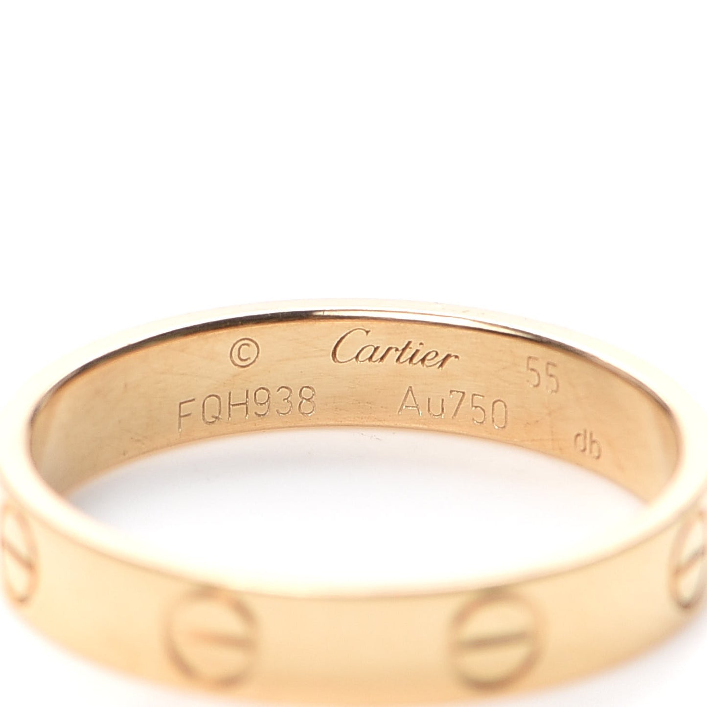 18K Yellow Gold 3.5mm LOVE Wedding Band Ring 55 7.25