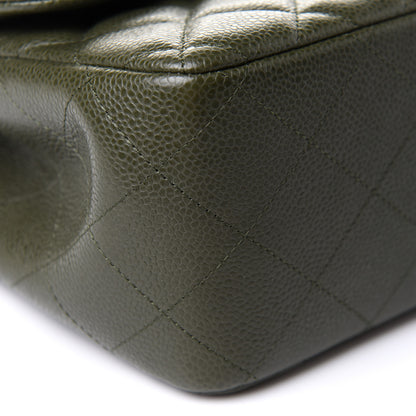 Chanel Caviar Quilted Jumbo Double Flap Dark Green 9 of 11
