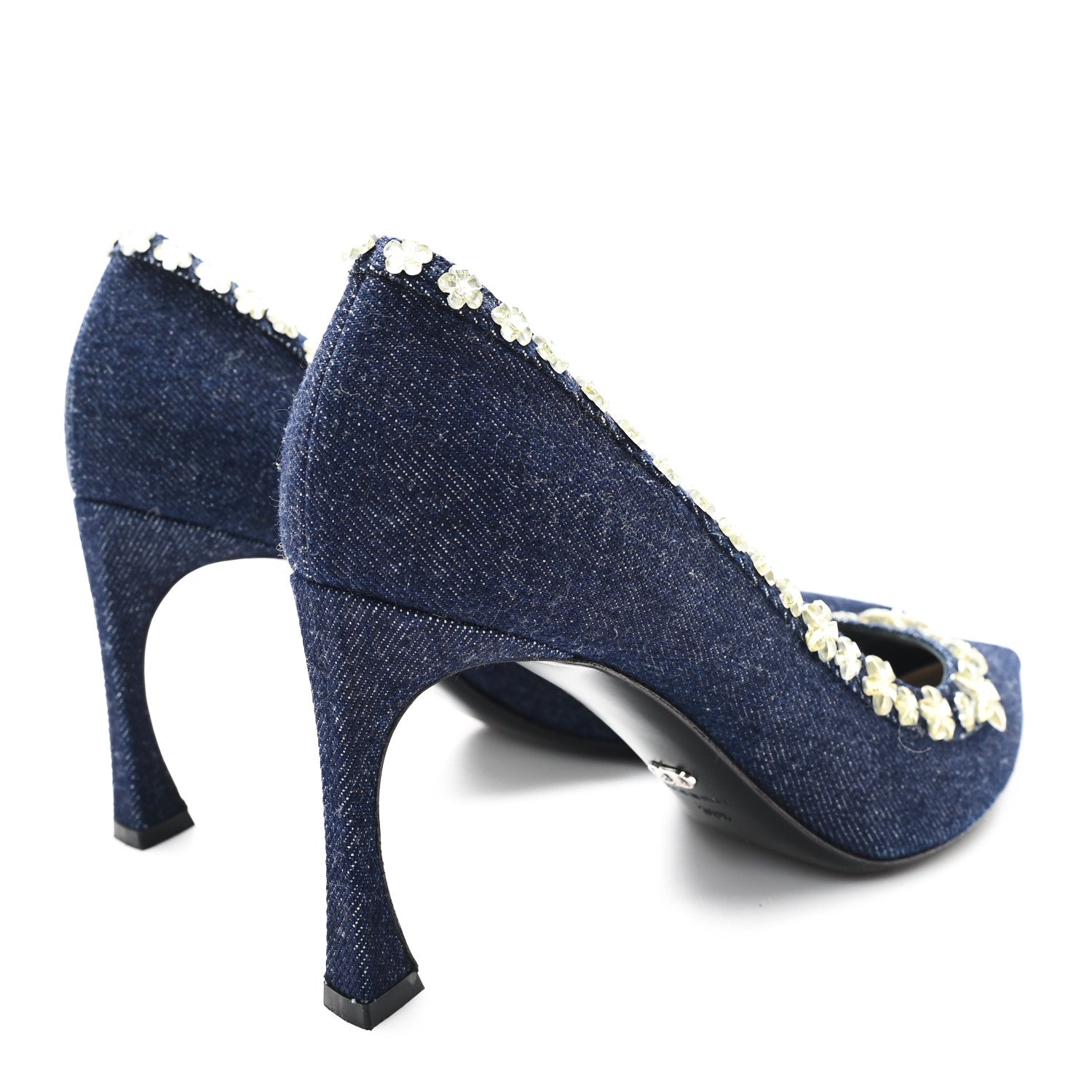 Christian Dior Denim Crystal Garland Pumps 39.5 Blue Fonce 5 of 9