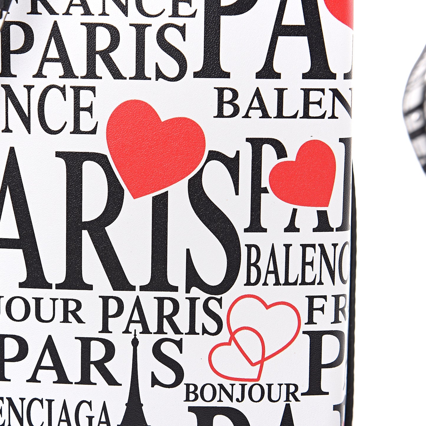 Calfskin Bonjour Paris Print Shopping Phone Holder Bag Paris Bonjour
