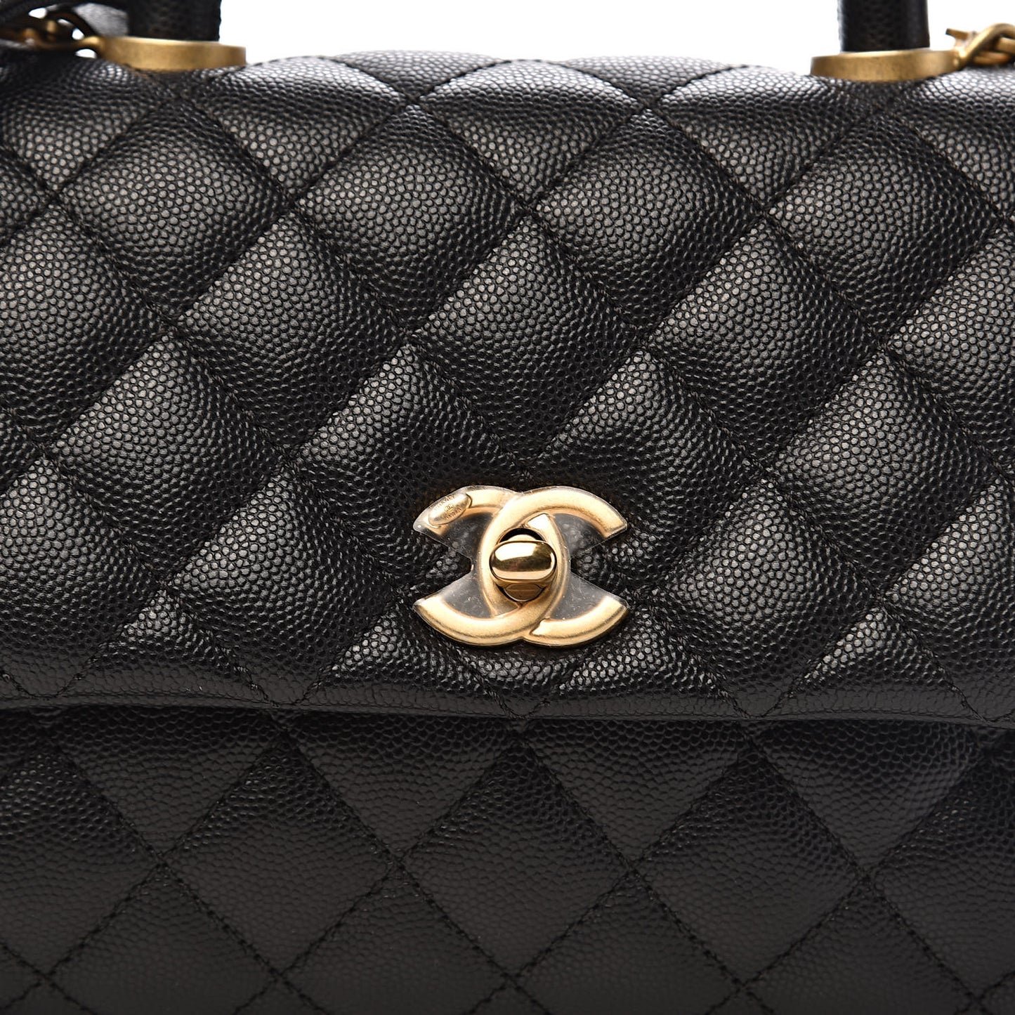 Caviar Quilted Mini Coco Handle Flap Black