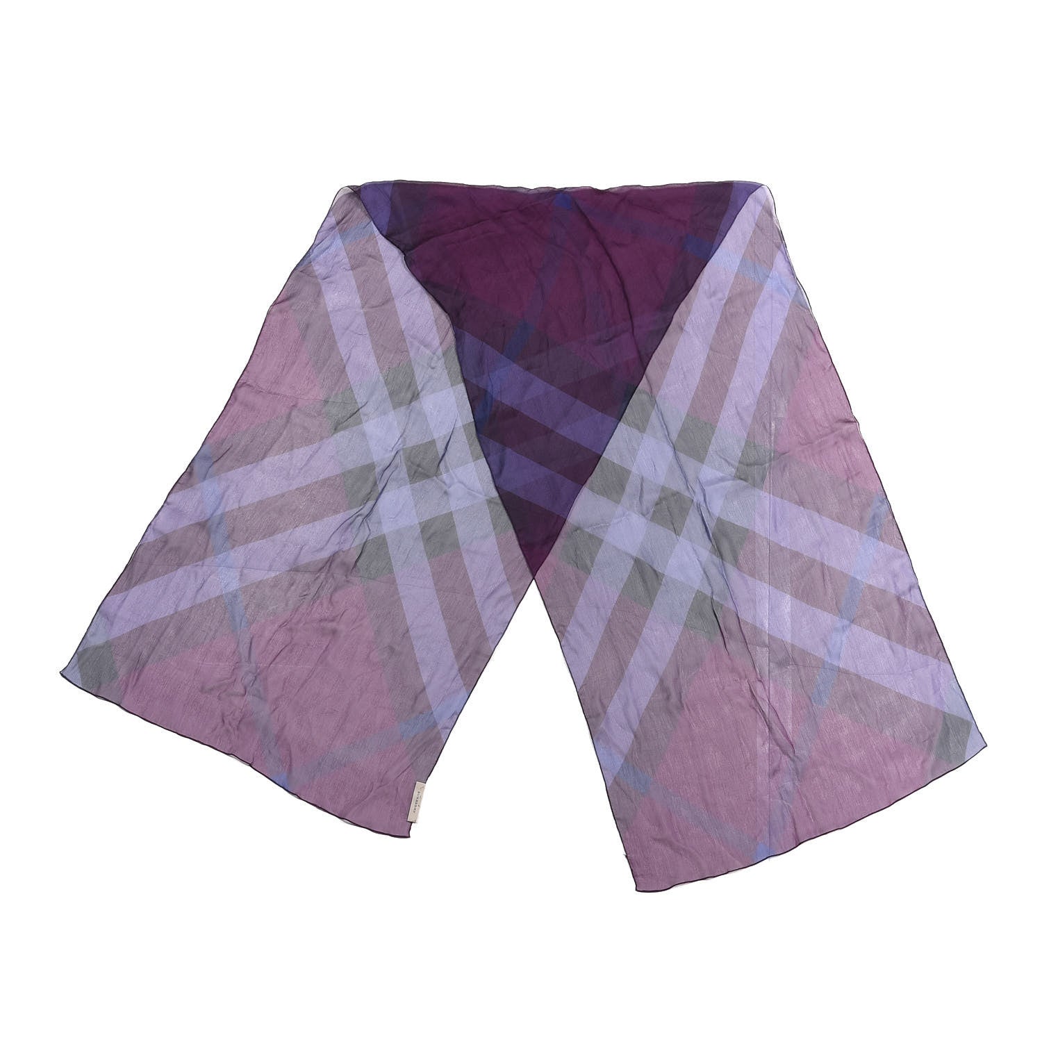 Burberry Silk Giant Check Scarf Purple 2 of 3