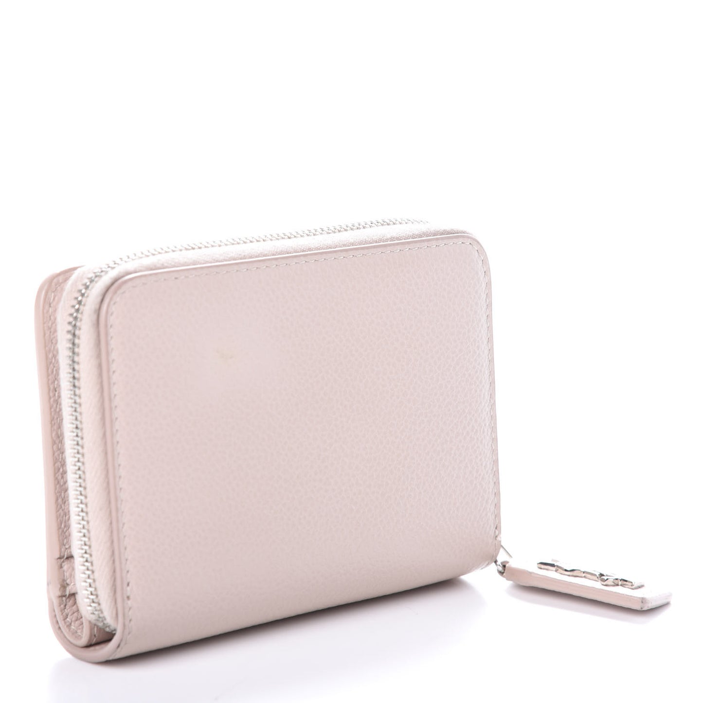 Grained Calfskin Rive Gauche Compact Zip Around Wallet Pink