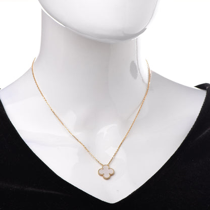 Van Cleef & Arpels 18K Yellow Gold Mother of Pearl Vintage Alhambra Pendant Necklace 2 of 8
