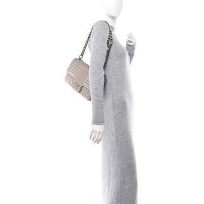 Prada Soft Calfskin Impunture Diagramme Large Chain Flap Shoulder Bag Pomice 2 of 11