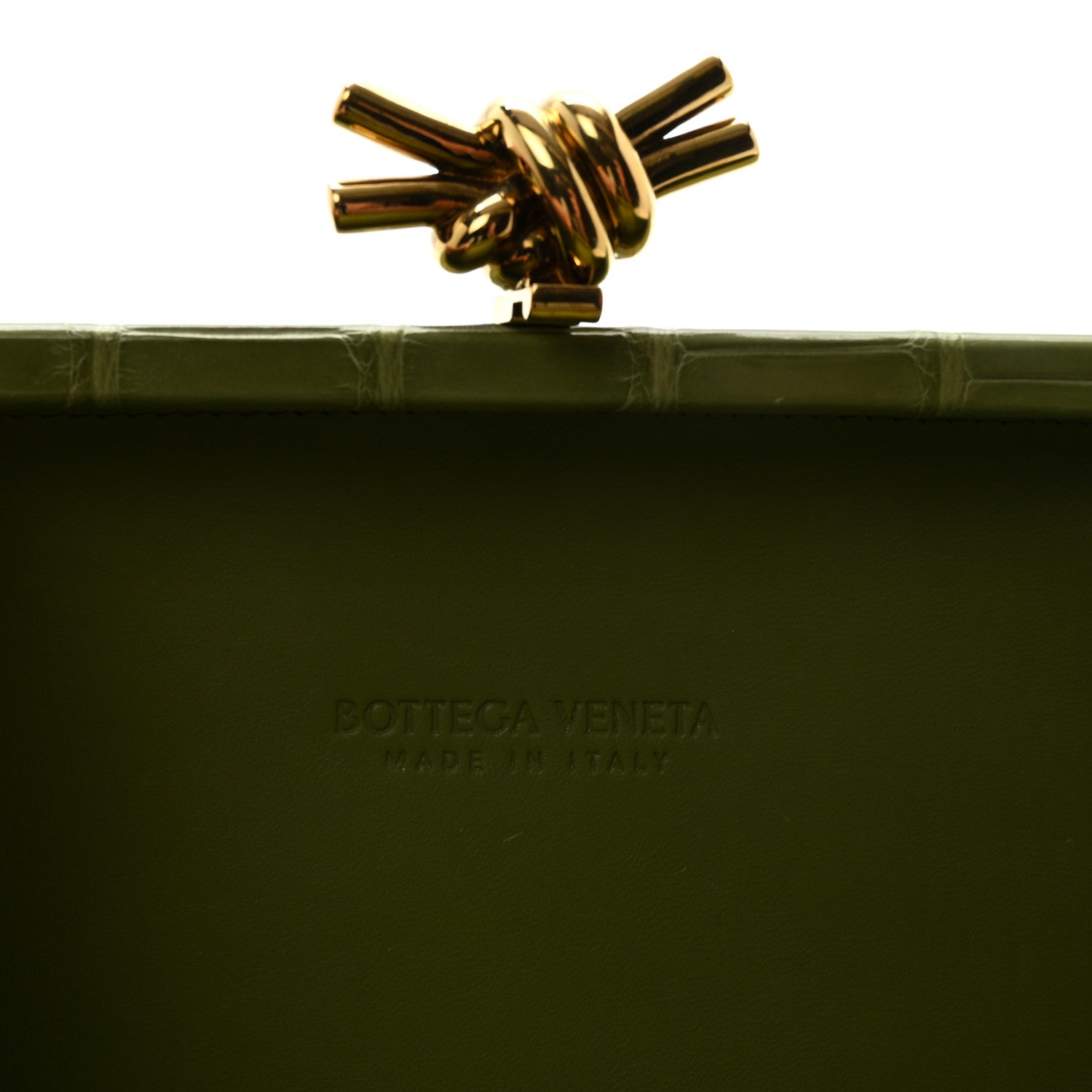 Bottega Veneta Alligator Knot Clutch Tea Leaf 6 of 6