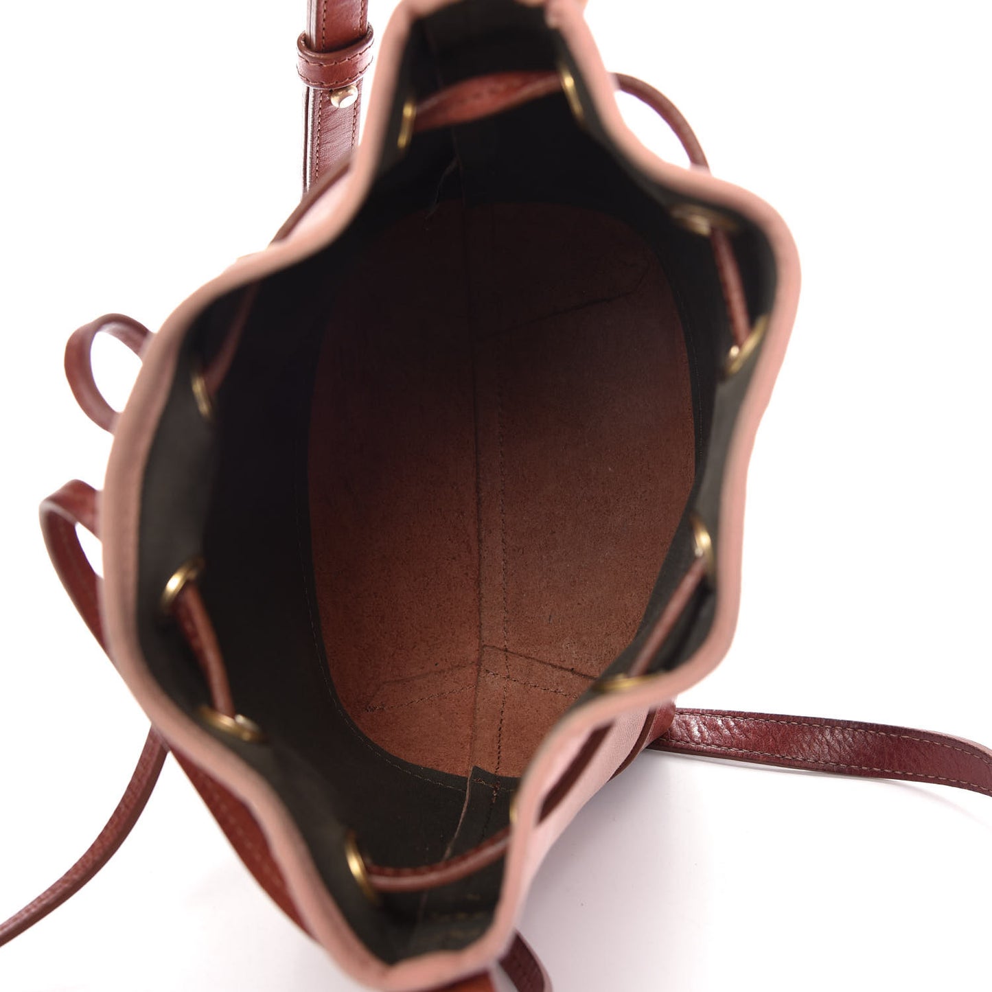 Canvas Calfskin Bucket Bag Blush Moss