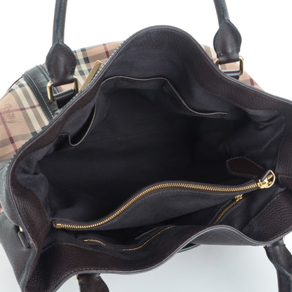 Burberry Grained Calfskin Haymarket Check Medium Golderton Tote Chocolate 5 of 8