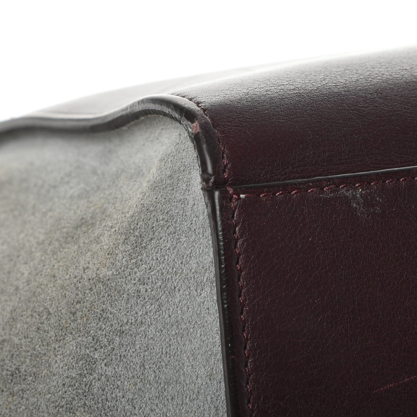 Smooth Calfskin Suede Medium Tri-Color Trapeze Dark Grey