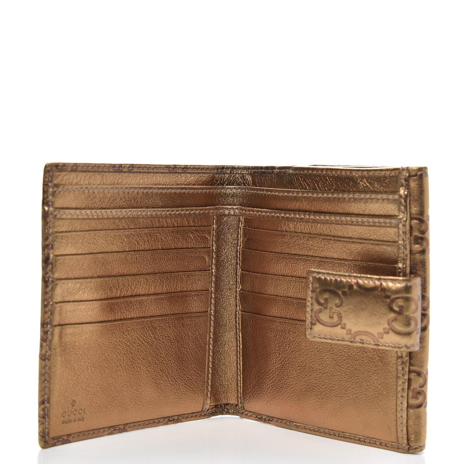 Gucci Metallic Guccissima Metal Bar French Flap Wallet Gold 5 of 9