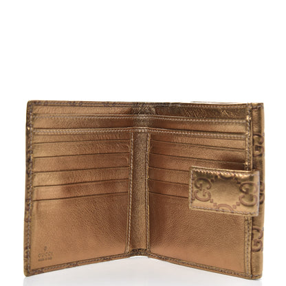 Gucci Metallic Guccissima Metal Bar French Flap Wallet Gold 5 of 9