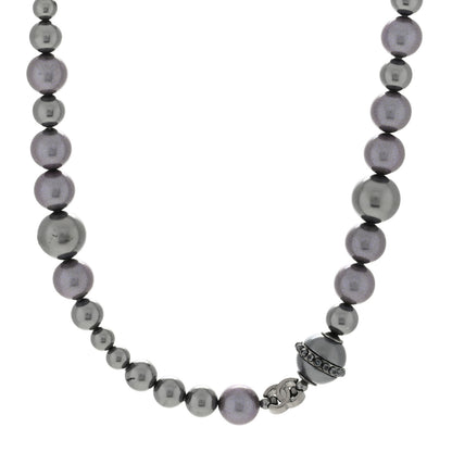 Chanel Pearl Crystal CC Choker Necklace Silver Grey 1 of 3