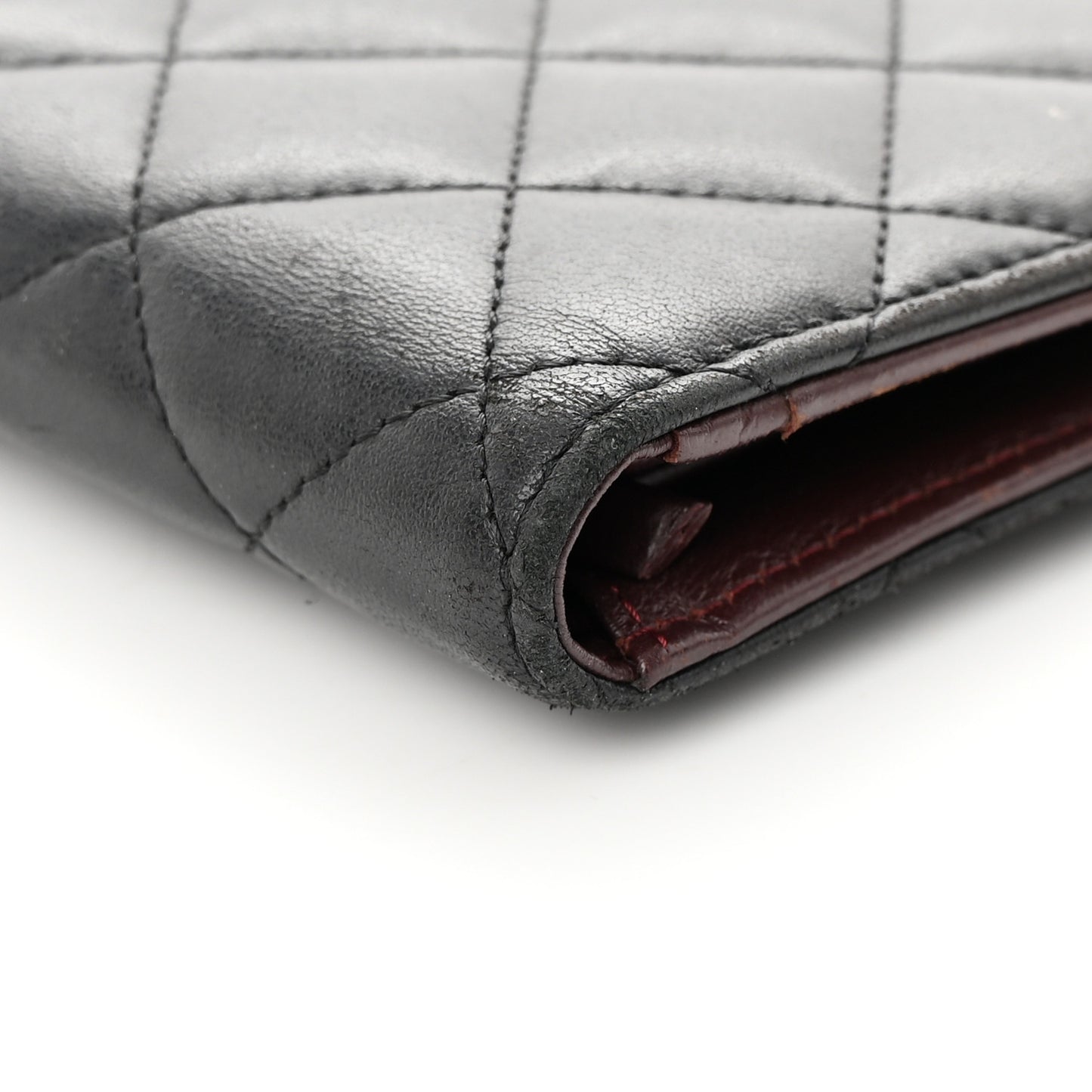 Lambskin Quilted Yen Wallet Black