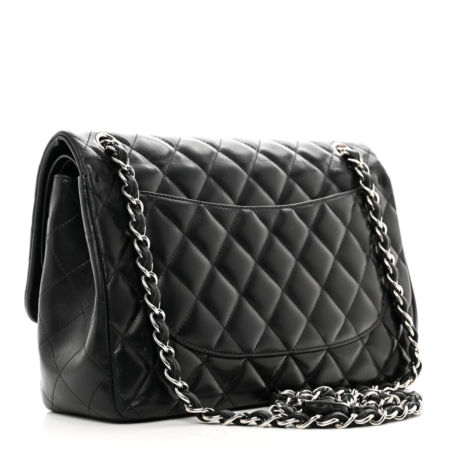 Lambskin Quilted Jumbo Double Flap Black