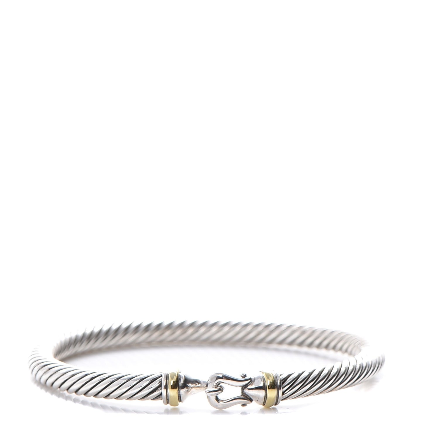 Sterling Silver 18K Yellow Gold 5mm Cable Classic Buckle Bracelet