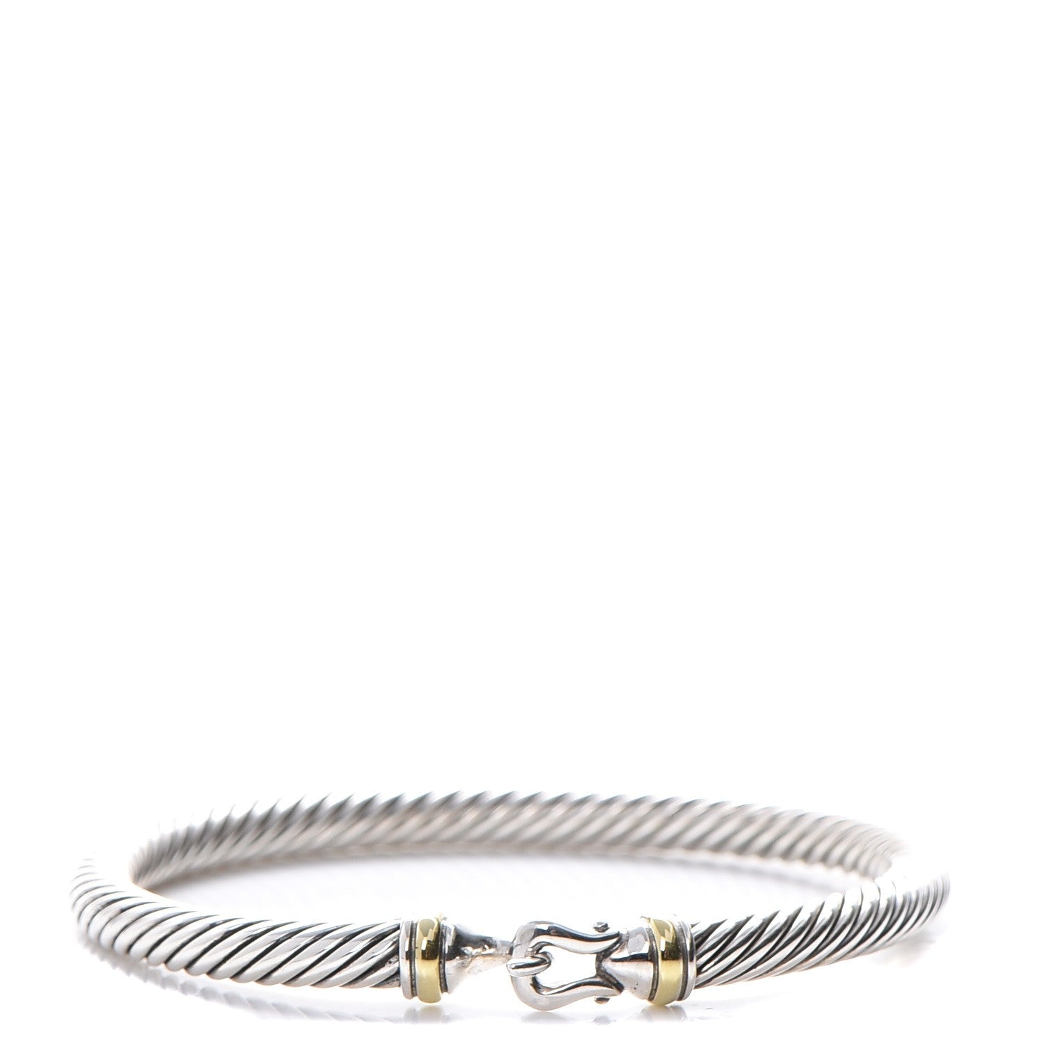 David Yurman Sterling Silver 18K Yellow Gold 5mm Cable Classic Buckle Bracelet 3 of 4