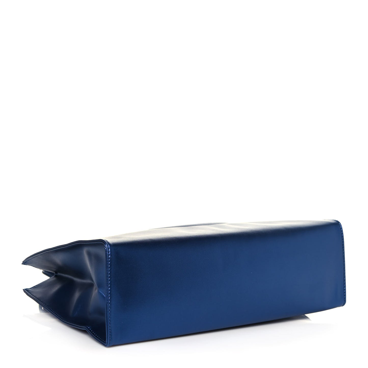 Metallic Vegan Leather Medium Shopping Bag Cobalt