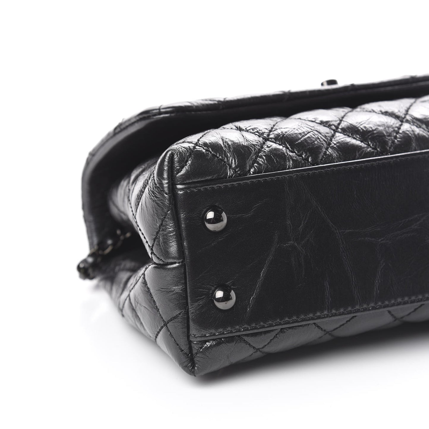 Aged Calfskin Quilted Mini Coco Handle Flap So Black