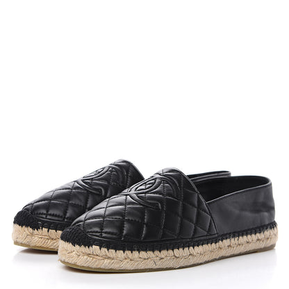 Chanel Lambskin Quilted CC Espadrilles 40 Black 3 of 10
