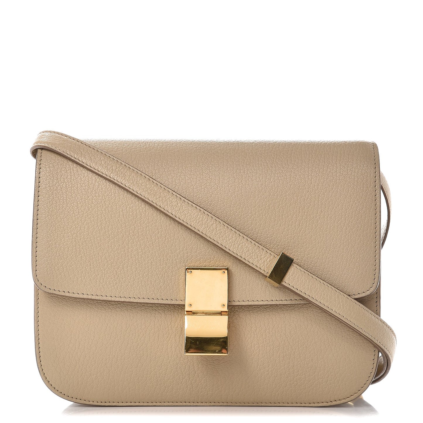 Goatskin Medium Classic Box Flap Bag Dune