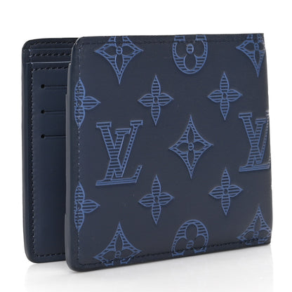 Louis Vuitton Calfskin Monogram Shadow Multiple Wallet Navy 3 of 6