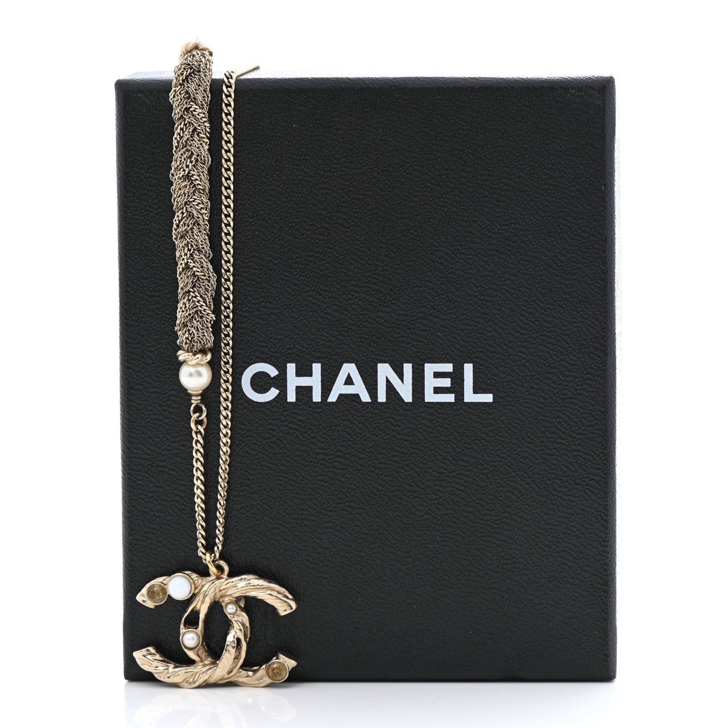 Chanel Pearl Crystal CC Bead Necklace Gold 7 of 7