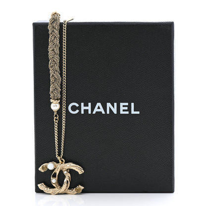 Chanel Pearl Crystal CC Bead Necklace Gold 7 of 7