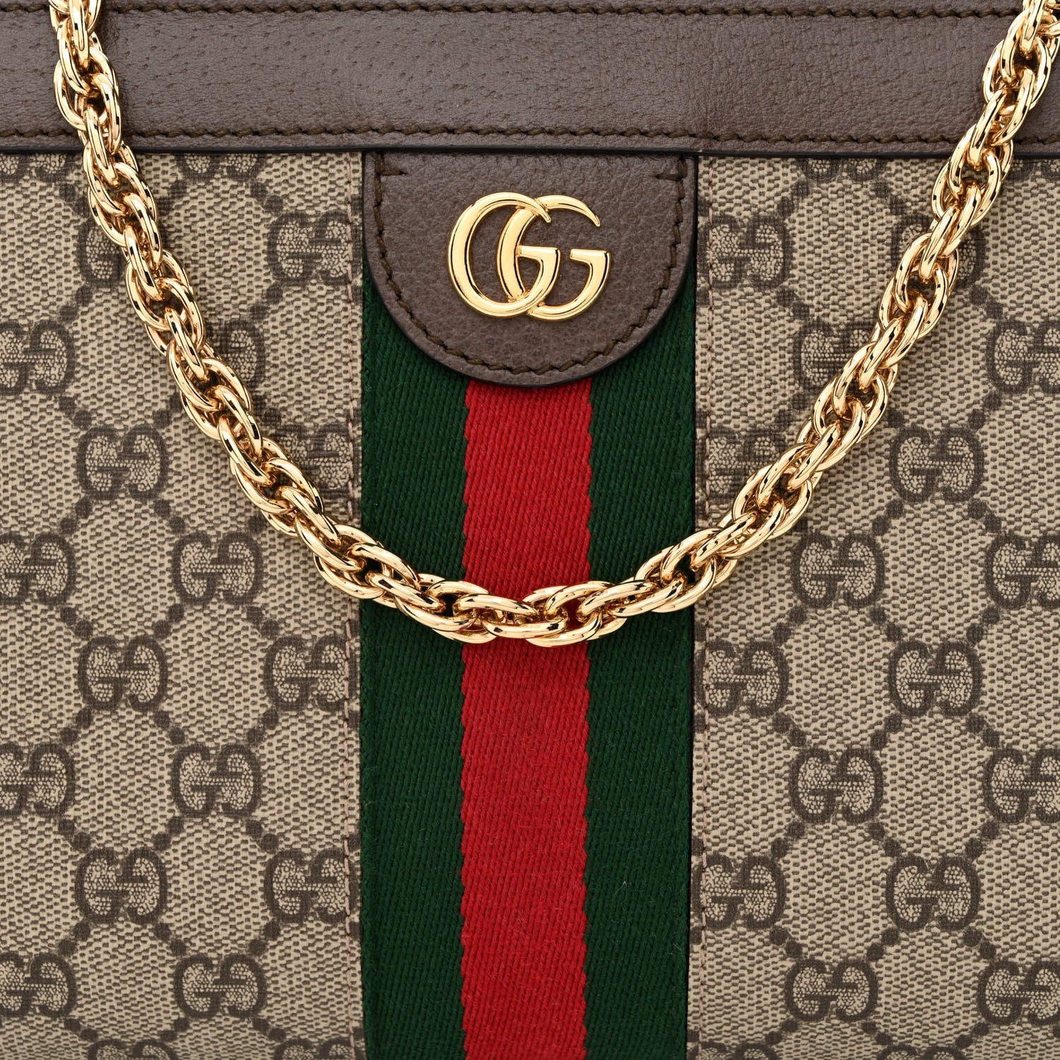 Gucci GG Supreme Monogram Web Small Ophidia Chain Shoulder Bag Brown 8 of 10
