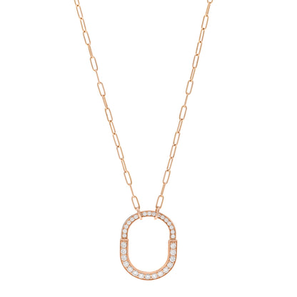 Tiffany 18K Rose Gold Diamond Medium Lock Pave Pendant Necklace 1 of 5