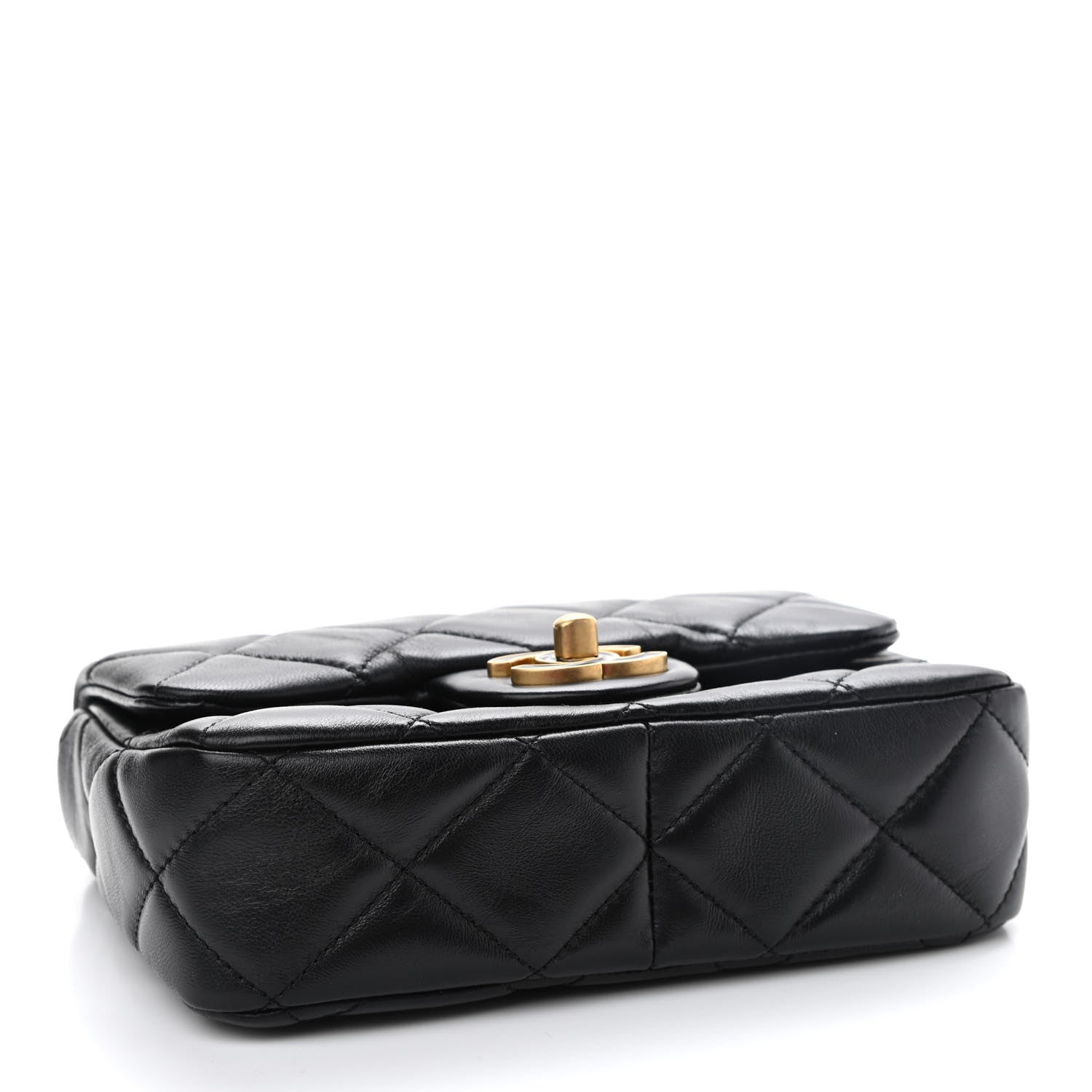 Chanel Lambskin Enamel Quilted Mini Pending CC Square Flap Black 4 of 9