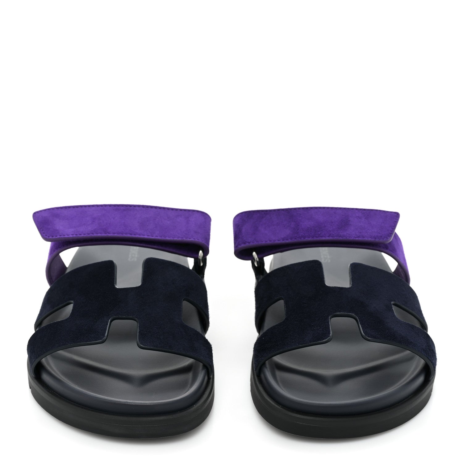 Hermes Suede Goatskin Womens Chypre Sandals 37 Marine Violet Majorette 2 of 9